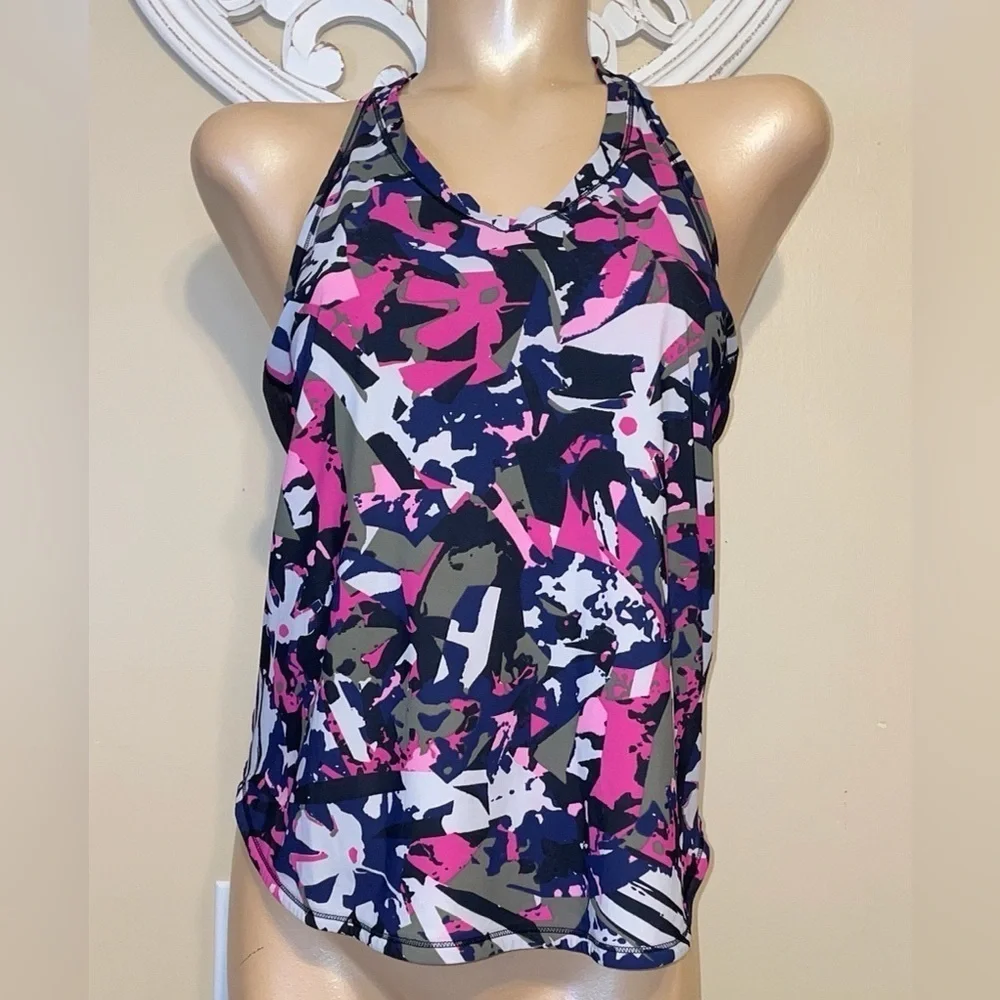 Lululemon women’s 8 medium tank top fast lane singlet blue pink grey green